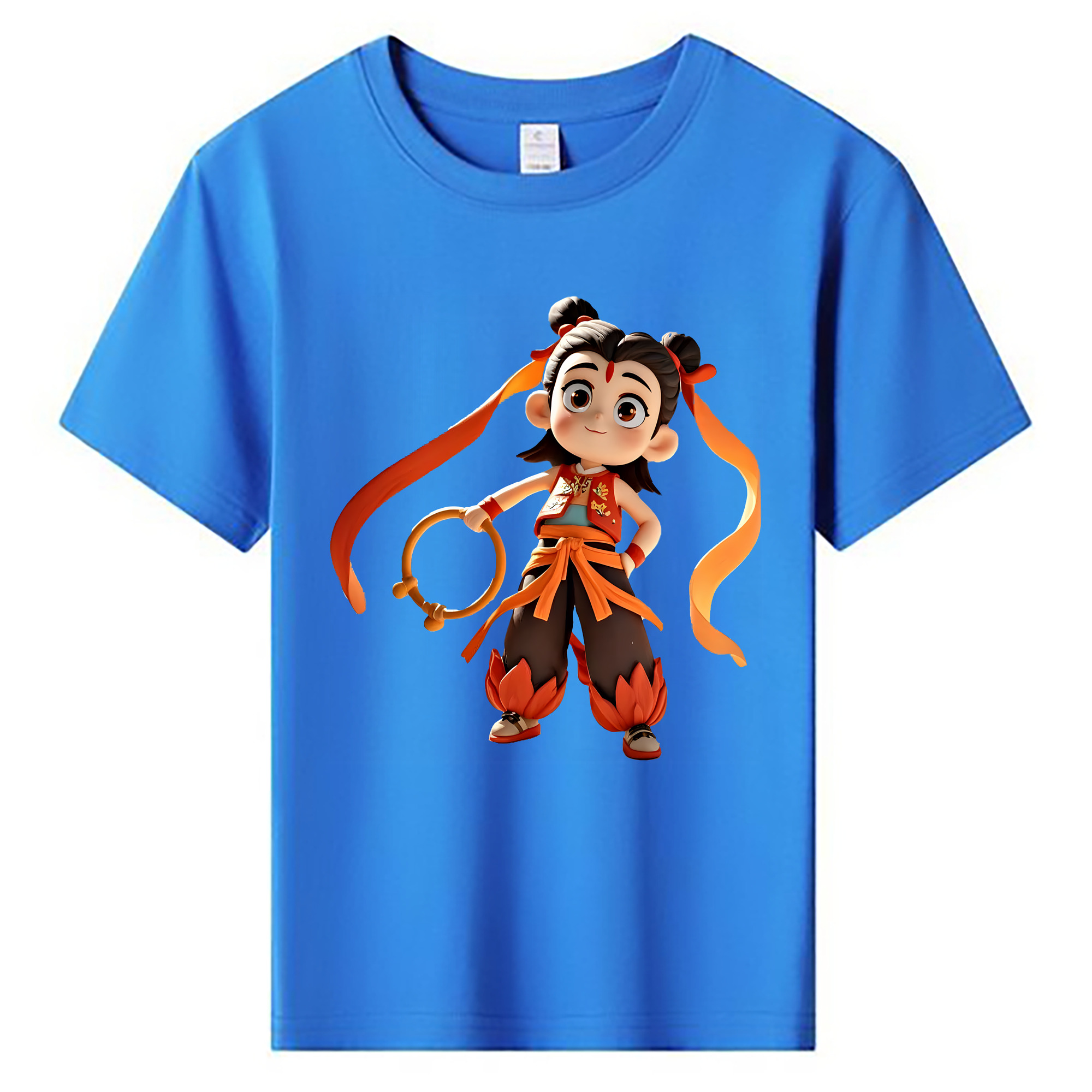 （画像用） Ne Zha 2 ナタ 魔童の大暴れ 綿100％キッズTシャツ（フロントプリント）